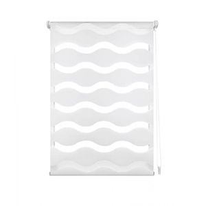 Blindecor Luna Store enrouleur ondul&eacute; double couche, Jour nuit. Blanc, 77 x 150 cm (L x H) | Taille du tissu 74 x 145 cm | Store enroleur ondul&eacute; sans percage