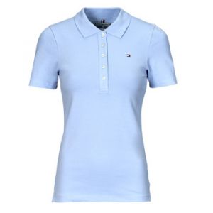 Tommy Hilfiger 1985 Slim Pique Polo SS WW0WW37823 Manches Courtes, Bleu (Well Water), M Femme