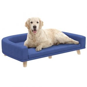 Pawhut Canap&eacute; chien - design scandinave - coussin d&eacute;houssable - pieds en bois - 98 x 67 x 25 cm - tissu polyester - bleu