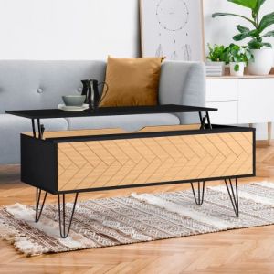 Image de Idmarket Table basse plateau relevable vintage LEONI motifs graphiques