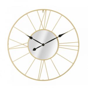 Alter Horloge murale en métal et verre à lignes géométriques, couleur or, Dimensions 6 x 80 x 80 cm