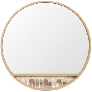 Image de Mob-in - Miroir rond chêne et cannage 60 cm nesto - Bois