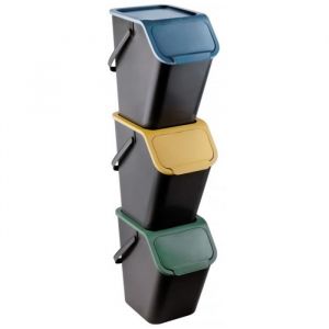 Practic Lot de 3 poubelles de recyclage Bini 25 l