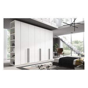 Armoire 331,4 x 220 cm couleur Polar 6 portes lisses bibliothèque terminale poignée barra Pizzara