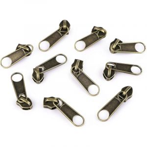 Cyclingcolors 10x Curseur N°5 Non Verrouillable pour Fermeture éclair à Glissière Spirale Zipper Tirette Métal idéal Jupe Vêtement Robe Maroquinerie Confection