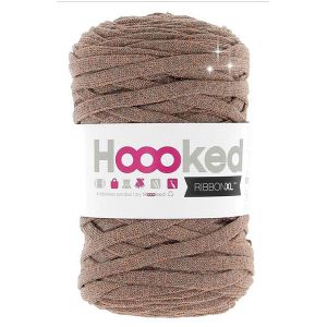 Image de Hoooked Ribbon XL DMC - Pelote Jersey Taupe et lurex cuivré - 120 m