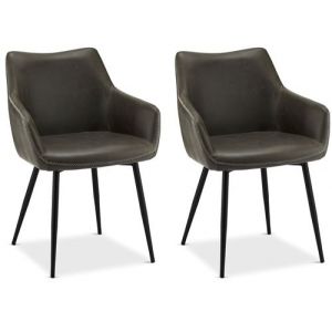 Chaise de salle &agrave; manger Furnhouse Maria, gris, pieds en m&eacute;tal, 56x56x81 cm, lot de 2