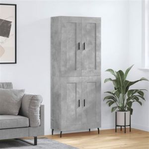 VidaXL Buffet Haut, Armoire de Rangement avec Pieds, Meuble de Rangement, Organisateur Salon Salle de S&eacute;jour, Gris B&eacute;ton Bois d'Ing&eacute;nierie