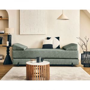Brescia - banquette 3 places convertible en tissu velours relief - Vert