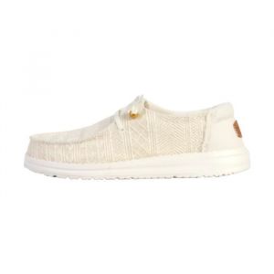 Dude Mocassin à Lacets - Hey - Wendy Crochet Lace - Blanc-Or - Confort Exceptionnel - Femme