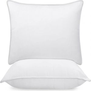 Linge - Coussin Blancs, Fibres Creuses Moelleuses, pour Canapé, Lit ou Décoration - 80 x 80 cm - Lot de 2