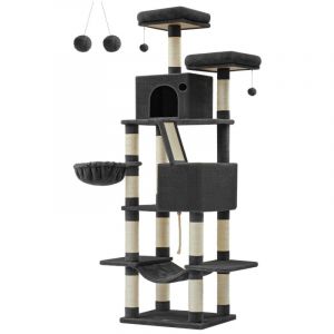 Arbre &agrave; chat hauteur 206 cm multi-niveaux int&eacute;rieur noir