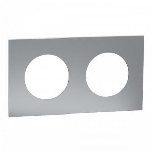 Schneider Electric Plaque de finition 3 postes effet Titane - Odace M&eacute;tal
