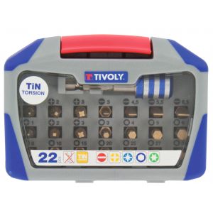 Tivoly Coffret embouts de vissage Torsion titane - 22 pièces