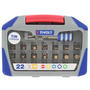 Tivoly Coffret embouts de vissage Torsion titane - 22 pièces