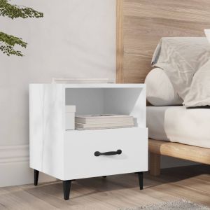 VidaXL Table de chevet Blanc Bois d'ingénierie Blanc