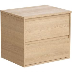 Meuble sous vasque suspendu avec planche - Placage chêne - 60 cm - MILIPAM