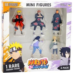 Bandai Naruto Shippuden - Pack 6 Mini-Figurines Dont 1 Rare cachée - Collection Figurines Naruto - Coffret de 6 Inclus 1 Personnage Shinobi aléatoire Surprise - Jouet Enfant 4 Ans et + - PMN2060