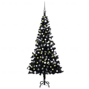 VidaXL Arbre de Noël artificiel avec LED et boules Noir 120 cm PVC