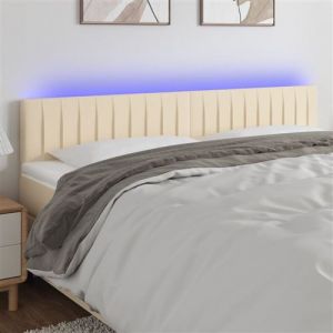 VidaXL Tête de Lit à LED Meuble de Chambre à Coucher Accessoire de Lit Double Tête de Cadre de Lit Intérieur Crème 180x5x78/88 cm Tissu