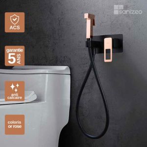 Imex Products - Kit Douchette anti-calcaire hygi&eacute;nique encastr&eacute;e wc ou Bidet Salle de Bain Noir et Or Rose imex suecia BDC032-5/NOR