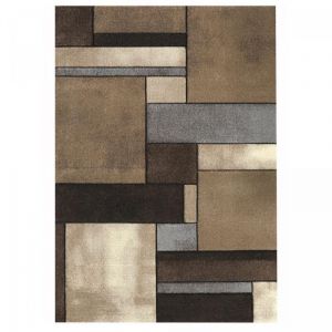 Unamourdetapis Tapis salon et chambre 200x200 beige carré tissé motif géométrique geome