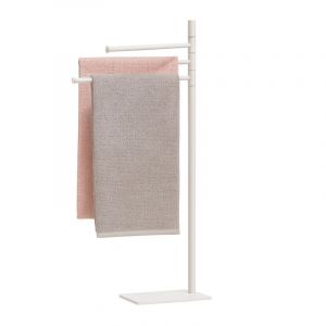 Relaxdays Porte-serviettes non fixe, 3 barres mobiles, H x L x P : 83 x 33,5 x 14 cm, pour la salle de bain, blanc