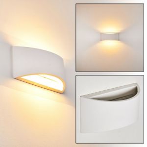 Hofstein Applique Skorped en plâtre blanc avec effet Up & Down -Lampe à personnaliser à la peinture - Applique murale blanche à 1 douille R7S pour salon - chambre à coucher - cuisine