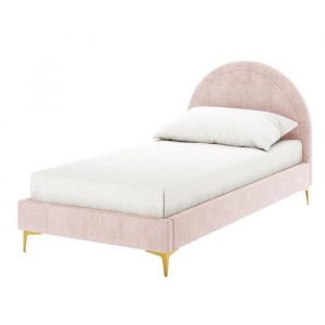 Lit Enfant BOUDOIR &ndash; Tissu Rose &ndash; 90x190 cm &ndash; Style Doux & &Eacute;l&eacute;gant
