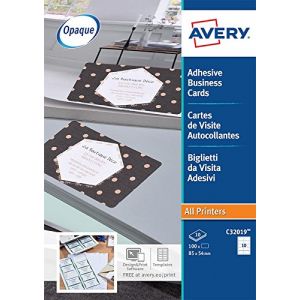 Image de Avery-Zweckform C32019-10 - 100 cartes de visite autocollantes blanc mat 85 x 54 mm, Laser couleur (10 feuilles / cdt)