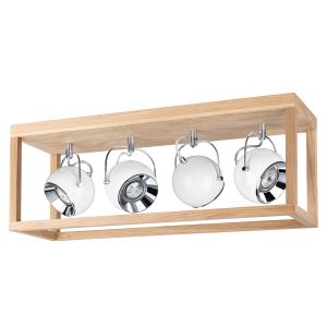 home24 Spot-Light 5222474L - Plafonnier LED ROY 4xGU10/5W/230V chêne mat