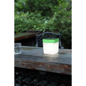 Lutec Lampe de Table Solaire "Cube LED" 14cm Vert