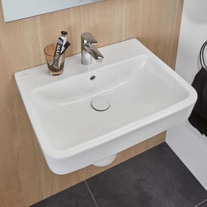 Image de Villeroy & Boch O.novo, Lavabos muraux, 600 x 460 mm, Ovale, Pour robinetterie à 3 trou s, troude robinetterie central percé,avec trop-plein, Céramique sanitaire,