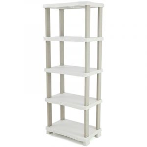 Pegane Etagère de rangement 5 niveaux intérieur/extérieur coloris beige - Longueur 70 x Profondeur 45 x Hauteur 184 cm