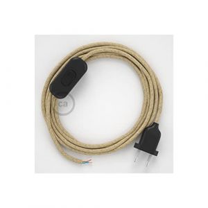 Creative Cables - Cordon pour lampe, câble RN06 Jute 1,80 m. Choisissez la couleur de la fiche et de l'interrupteur Noir