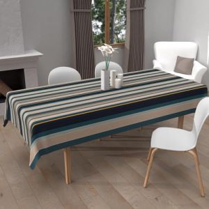 Image de Soleil d'Ocre Nappe imprimée Anti-tâches Rectangle 140x200 cm BAYADERES Bleu