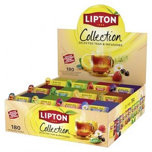 Lipton S&eacute;l&eacute;ction D&eacute;tente, Nouveau Coffret Th&eacute; et Infusions, 12 Go&ucirc;ts Diff&eacute;rents, Th&eacute; Vert, Th&eacute; Noir et Infusions, Infusion &agrave; Froid ou Chaud, 1 Boite de 180 Sachets