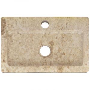 Lavabo de salle d'eau vasque à poser de toilette lave-mains de salle de bain lavabo de salle d'eau maison intérieur 38 x 24 cm marbre crème 02_0002830