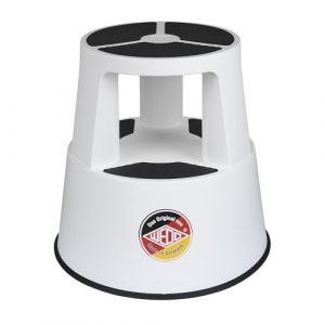 Wedo Super Step Tabouret à roulettes en Plastique incassable - Pied d'éléphant - Certifié TÜV GS - Fabriqué en Allemagne - Antidérapant - Hauteur : Environ 43 cm - Charge maximale : 150 kg - Blanc