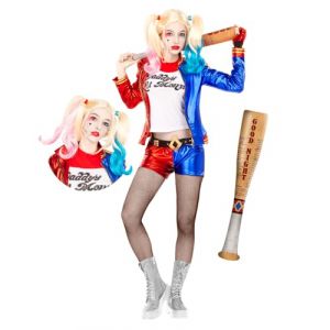 Déguisement Harley Quinn femme avec perruque et batte gonflable grande taille Suicide Squad - Funidelia- 120565- Halloween Carnaval