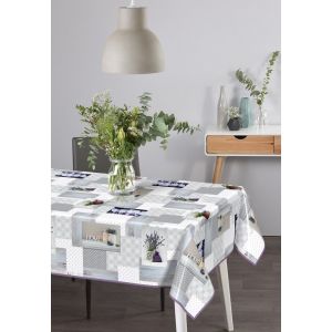 Venilia 55287 Nappe en Toile cirée avec imprimé Lavender Ronde, Nappe de Table, Nappe cirée, imperméable aux liquides, Facile d'entretien, 140 cm, 55287