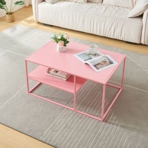 Table basse Solund du Salon Rectangulaire 45 x 90 x 60 cm rose [en.casa] rose vif