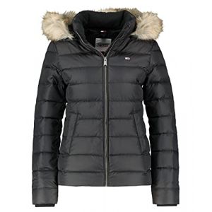 Tommy Jeans Doudoune courte slim matelassée capuche fausse fourrure - Ligne Noir Tommy Hilfiger