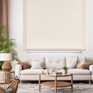 Blindecor Ara | Store enrouleur translucide uni - Lin, 140 x 200 cm (largeur x hauteur) | Taille du tissu 137 x 195 cm | Stores pour fenêtres