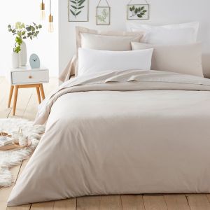 Housse de couette unie en polycoton, Scenario Beige Galet Taille 140X200 cm;160X210 cm;200X200 cm;240X220 cm;260X240 cm;150x200 cm;200x210 cm