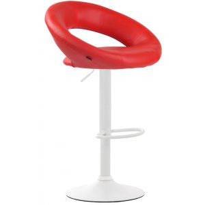 CLP Tabouret de bar Olinda en similicuir rouge Métal blanc mat