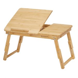 Songmics Table de lit pliable en bambou couleur boisée