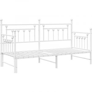 VidaXL Cadre de lit de jour avec t&ecirc;te de lit Blanc 75 x 190 cm Acier