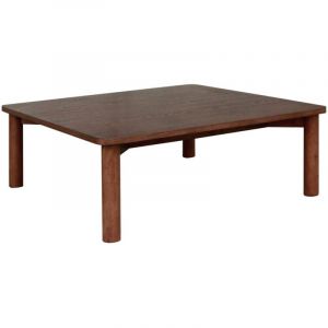 Sweeek - Table basse carrée bois d'hévéa placage chêne noyer - 100 x 100 x 35 cm - Solène