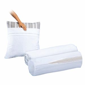 Lot de 2 sous taies oreiller cretonne pur coton Blanc Taille 2x65x65 cm;2x60x60 cm